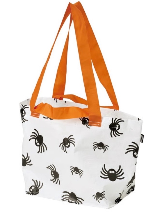 IKEA Other - IKEA White Tote Bag with Black Spider Print and Orange Handles